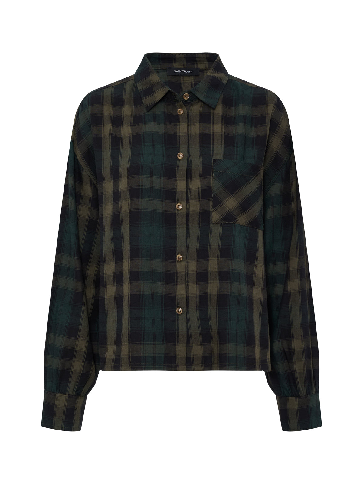 Sanctuary Clothing Quality - The Autumn Edit Flannel Top Forest Plaid