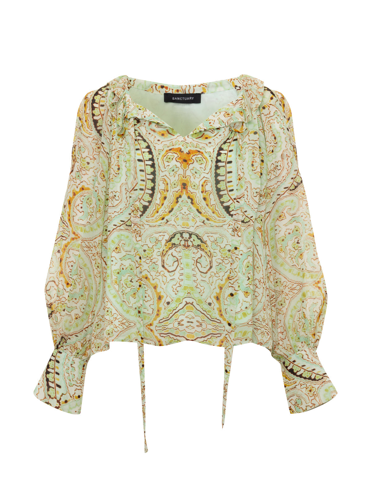 Sanctuary Clothing New - SHEER ELEGANCE VOLUME BLOUSE VERDE BOHEME