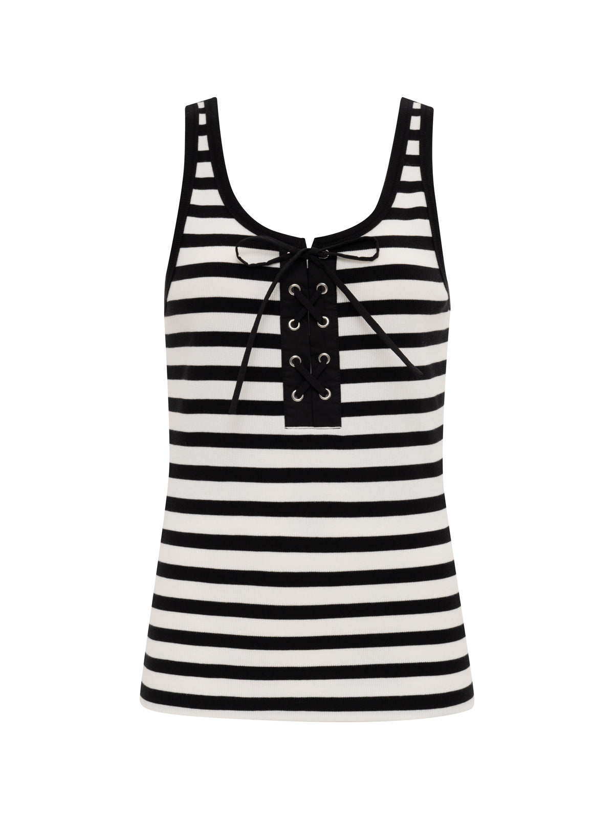 Sanctuary Clothing Special Offer - GO-TO LACE UP TANK CHALK/BLACK STRIPE (11)
