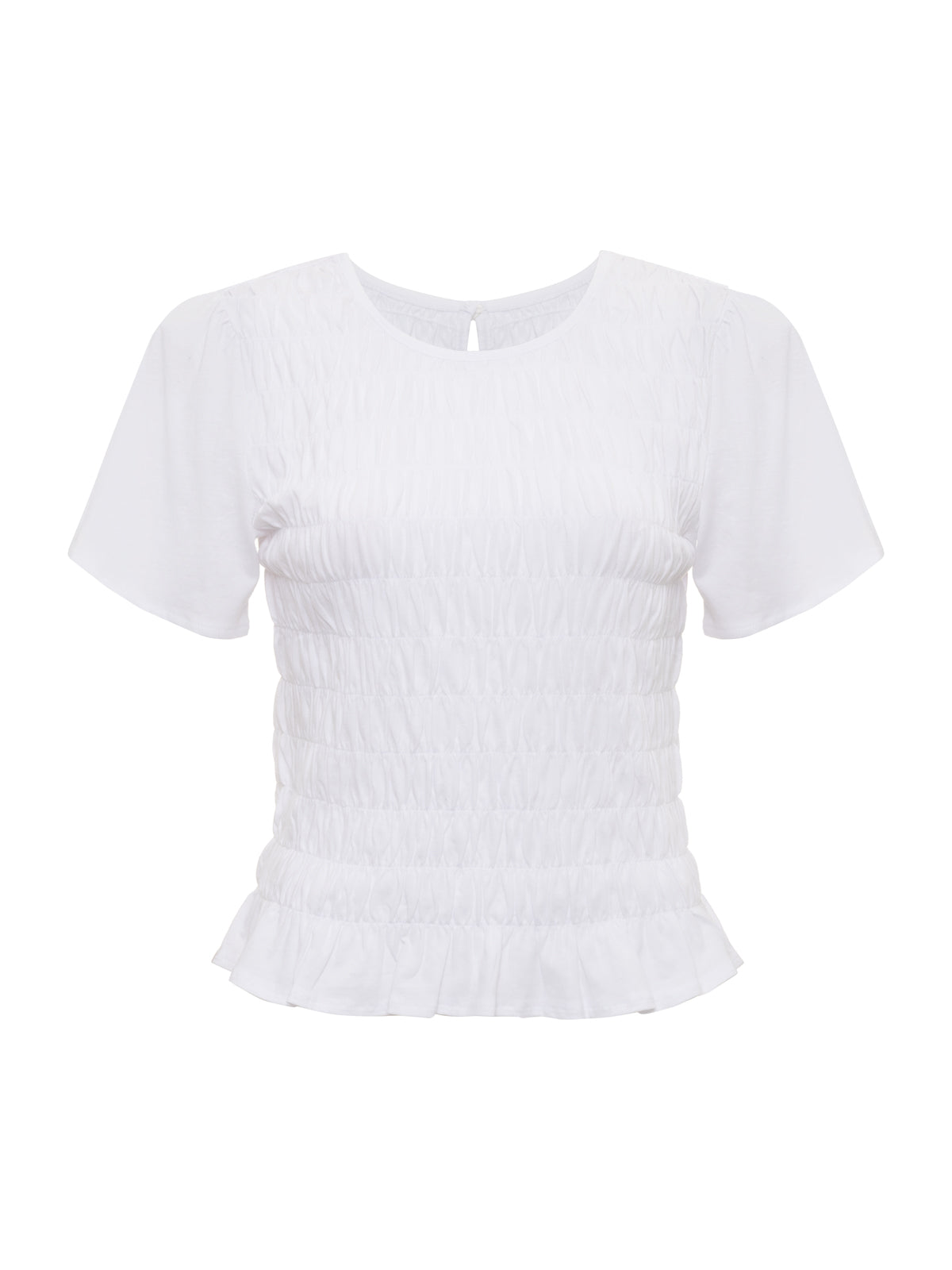 Sanctuary Clothing Deals - BETTER TOGETHER SMOCKED TOP WHITE