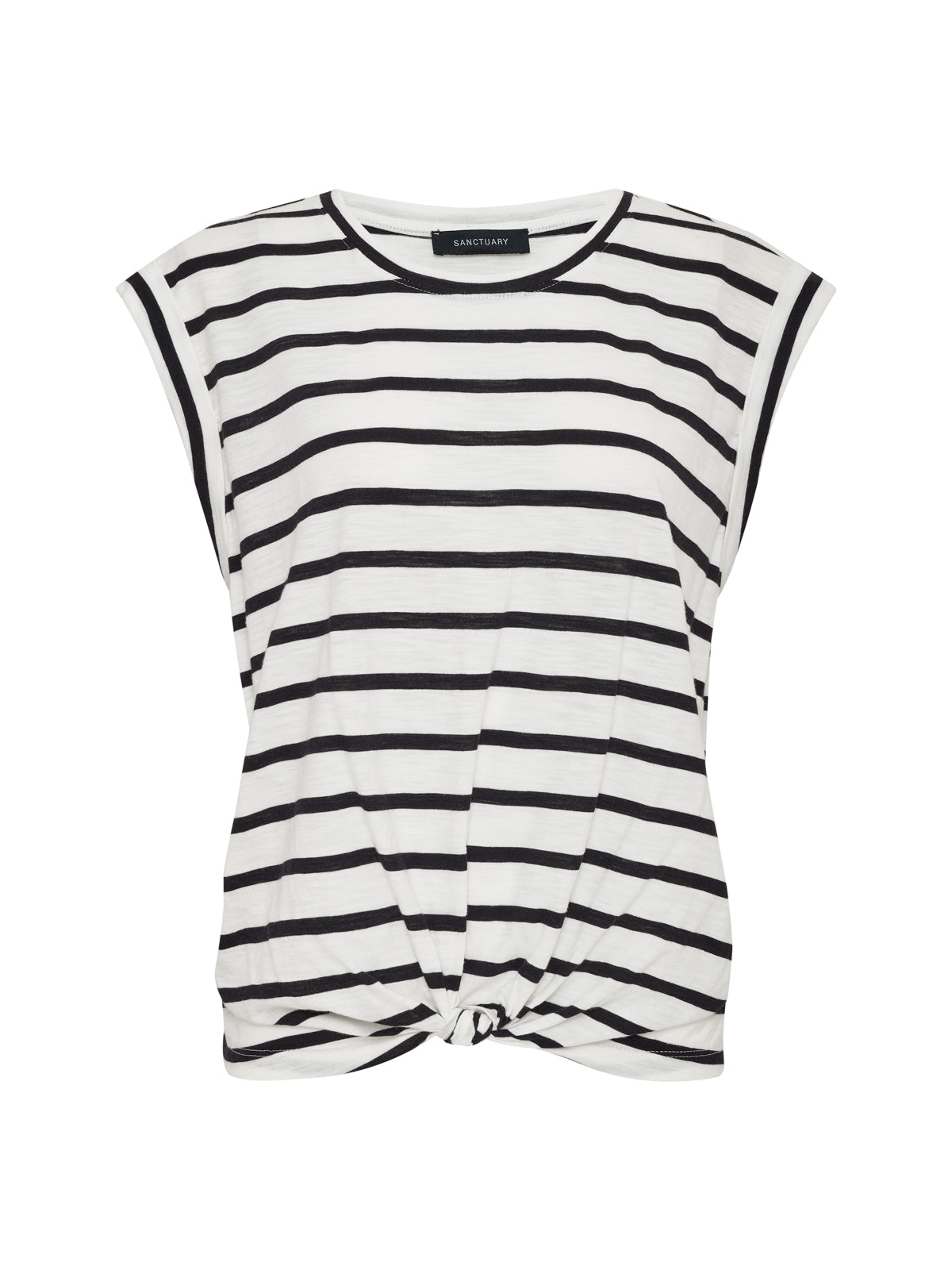 Sanctuary Clothing Special Offer - KNOTTED MUSCLE TEE CHALK/BLACK STRIPE