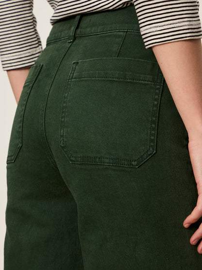 Sanctuary Clothing Featured - Chelsea Wide Leg Jean Washed Forest