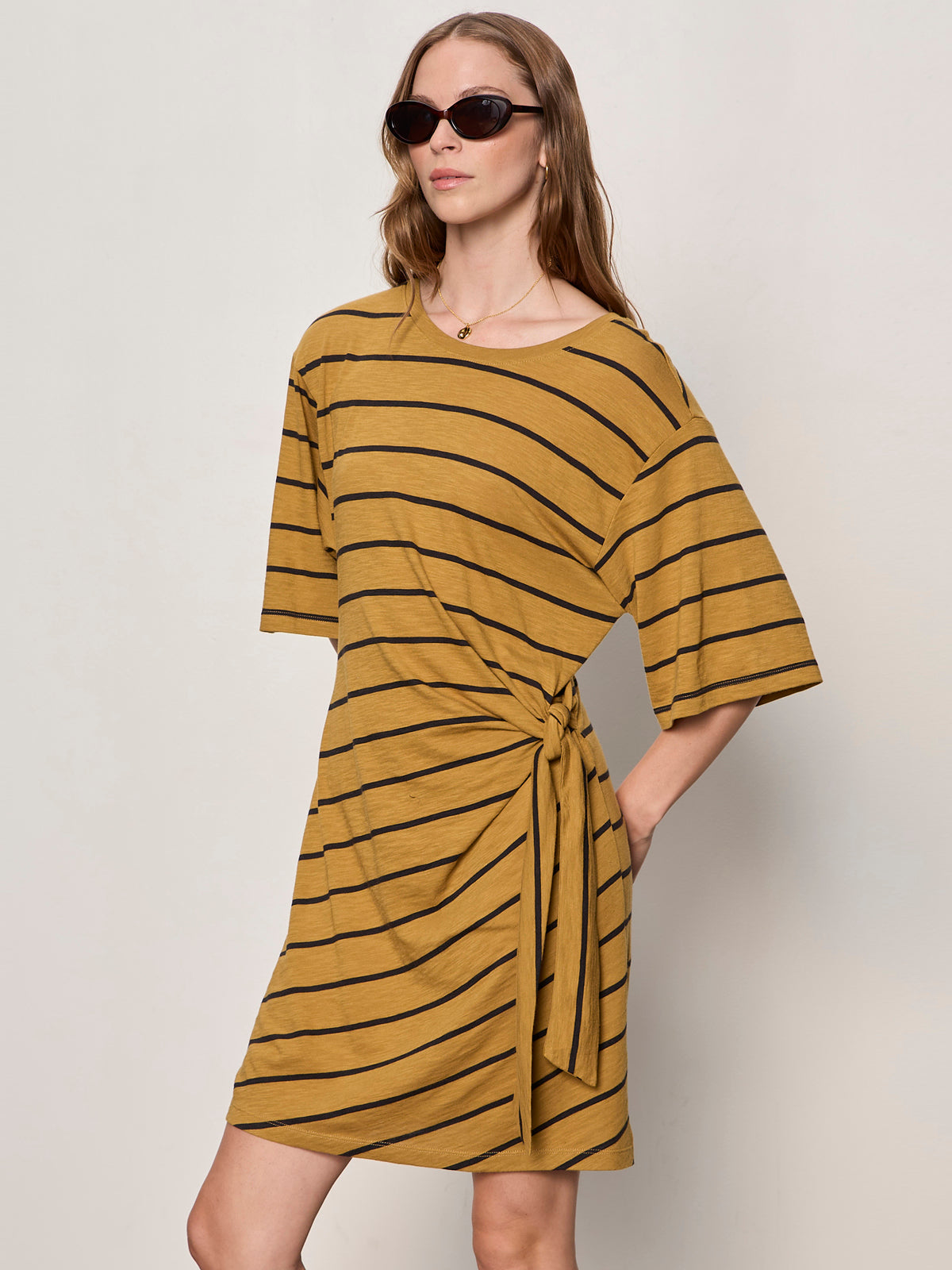 Sanctuary Clothing Best Seller - EASIER TOGETHER TIE KNIT DRESS CUMIN/BLACK STRIPE