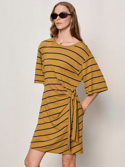Sanctuary Clothing Best Seller - EASIER TOGETHER TIE KNIT DRESS CUMIN/BLACK STRIPE