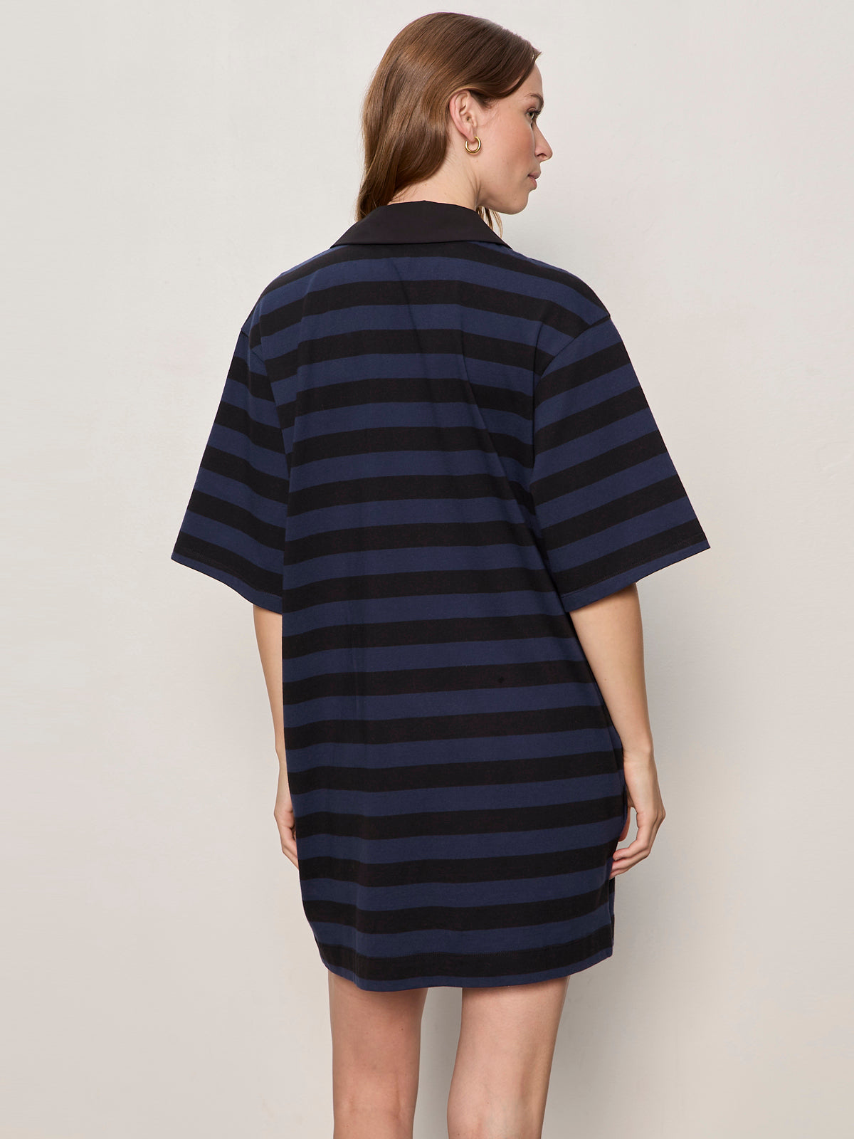 Sanctuary Clothing Value - BOYFRIEND COLLAR KNIT DRESS BLACK AND NAVY BLAZER STRIPE