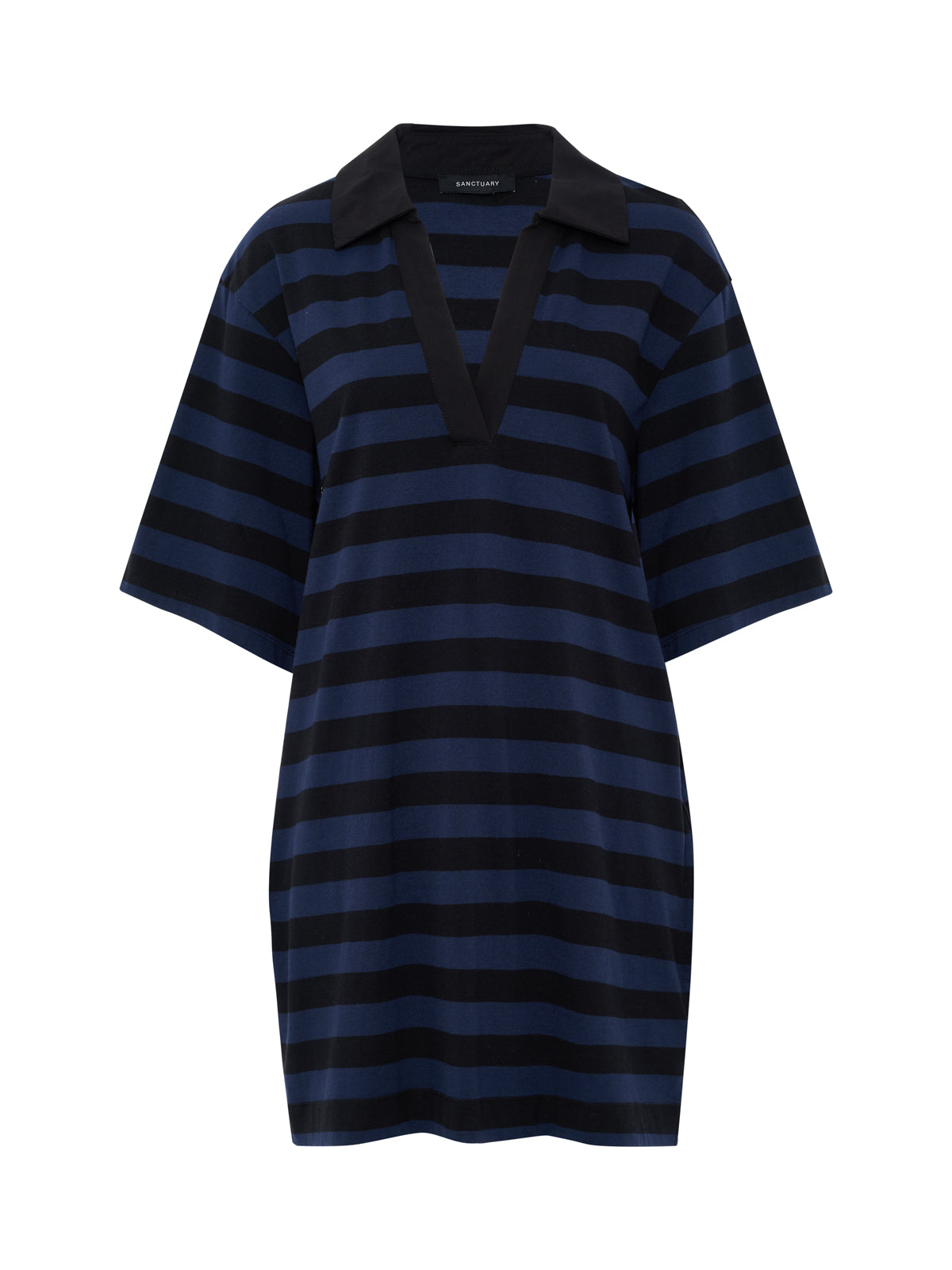 Sanctuary Clothing Value - BOYFRIEND COLLAR KNIT DRESS BLACK AND NAVY BLAZER STRIPE