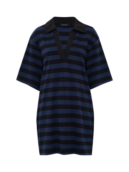 Sanctuary Clothing Value - BOYFRIEND COLLAR KNIT DRESS BLACK AND NAVY BLAZER STRIPE