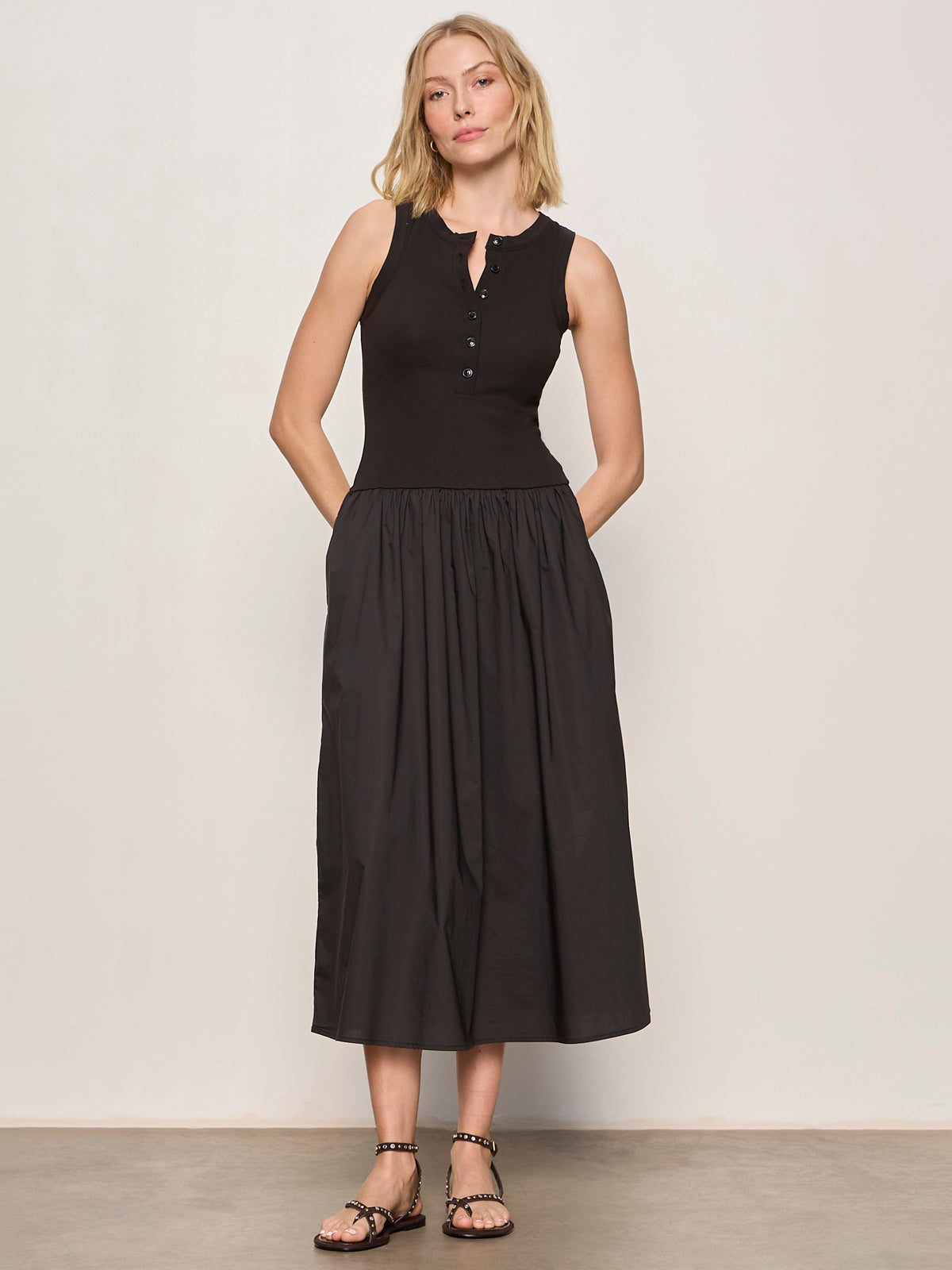 Sanctuary Clothing Trending - BREAKAWAY MIX MEDIA MIDI DRESS BLACK