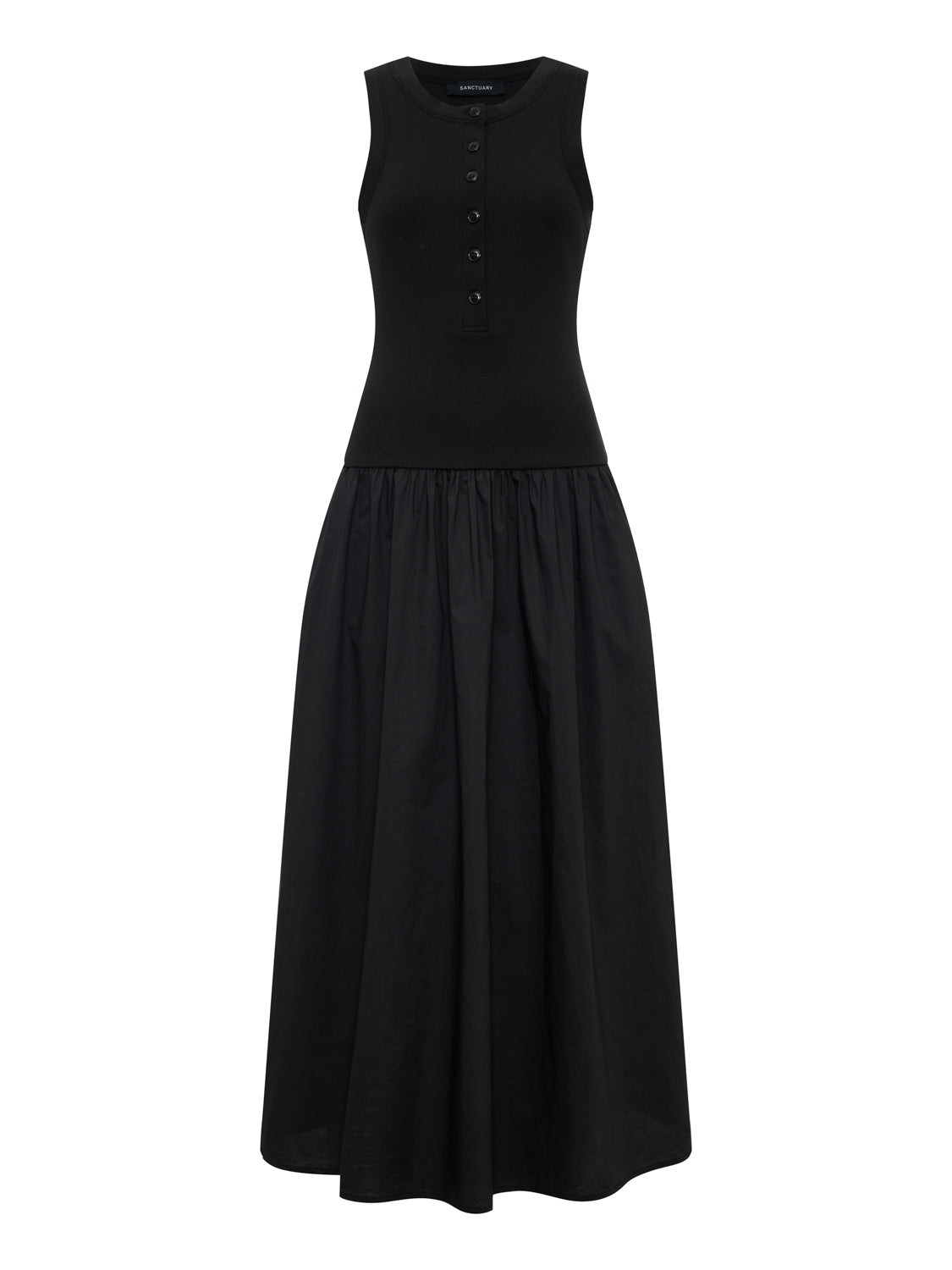 Sanctuary Clothing Trending - BREAKAWAY MIX MEDIA MIDI DRESS BLACK