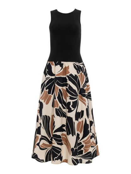 Sanctuary Clothing Everyday - SANDBAR MIX MEDIA MIDI DRESS LOTUS W/ BLACK
