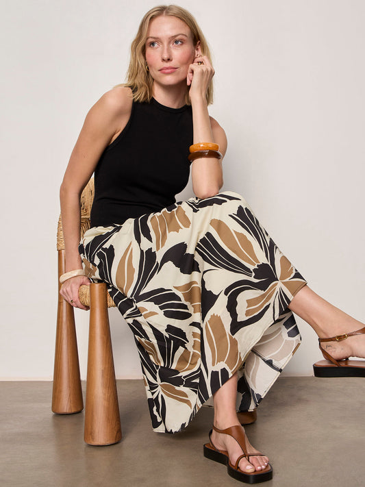 Sanctuary Clothing New - SANDBAR MIX MEDIA MIDI DRESS LOTUS W/ BLACK