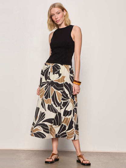 Sanctuary Clothing New - SANDBAR MIX MEDIA MIDI DRESS LOTUS W/ BLACK