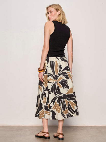 Sanctuary Clothing New - SANDBAR MIX MEDIA MIDI DRESS LOTUS W/ BLACK