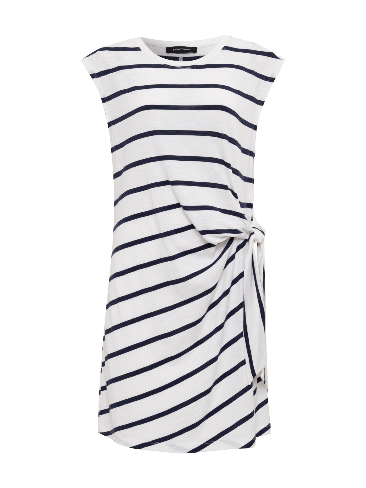 Sanctuary Clothing Value - SIDE TIE T-SHIRT DRESS WHITE/NAVY STRIPE