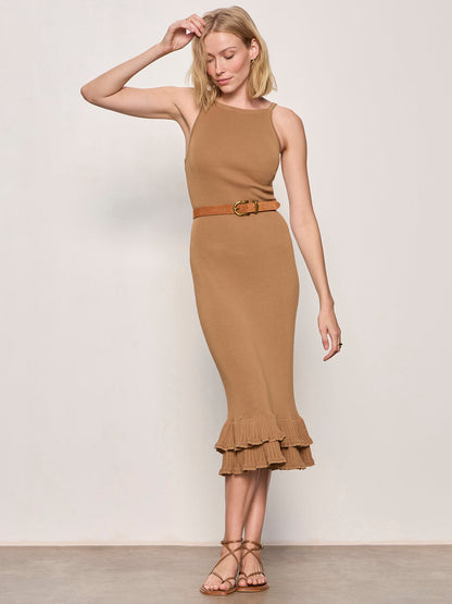 Sanctuary Clothing Trusted - OUTDO TIER HEM SWEATER DRESS TOASTED COCONUT