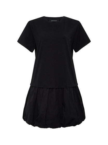 Sanctuary Clothing Quality - FOR KEEPS BUBBLE TSHIRT DRESS BLACK