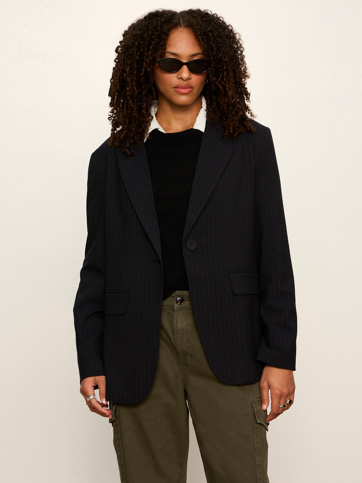 Sanctuary Clothing Hot Sale - Maci Blazer Navy Pinstripe