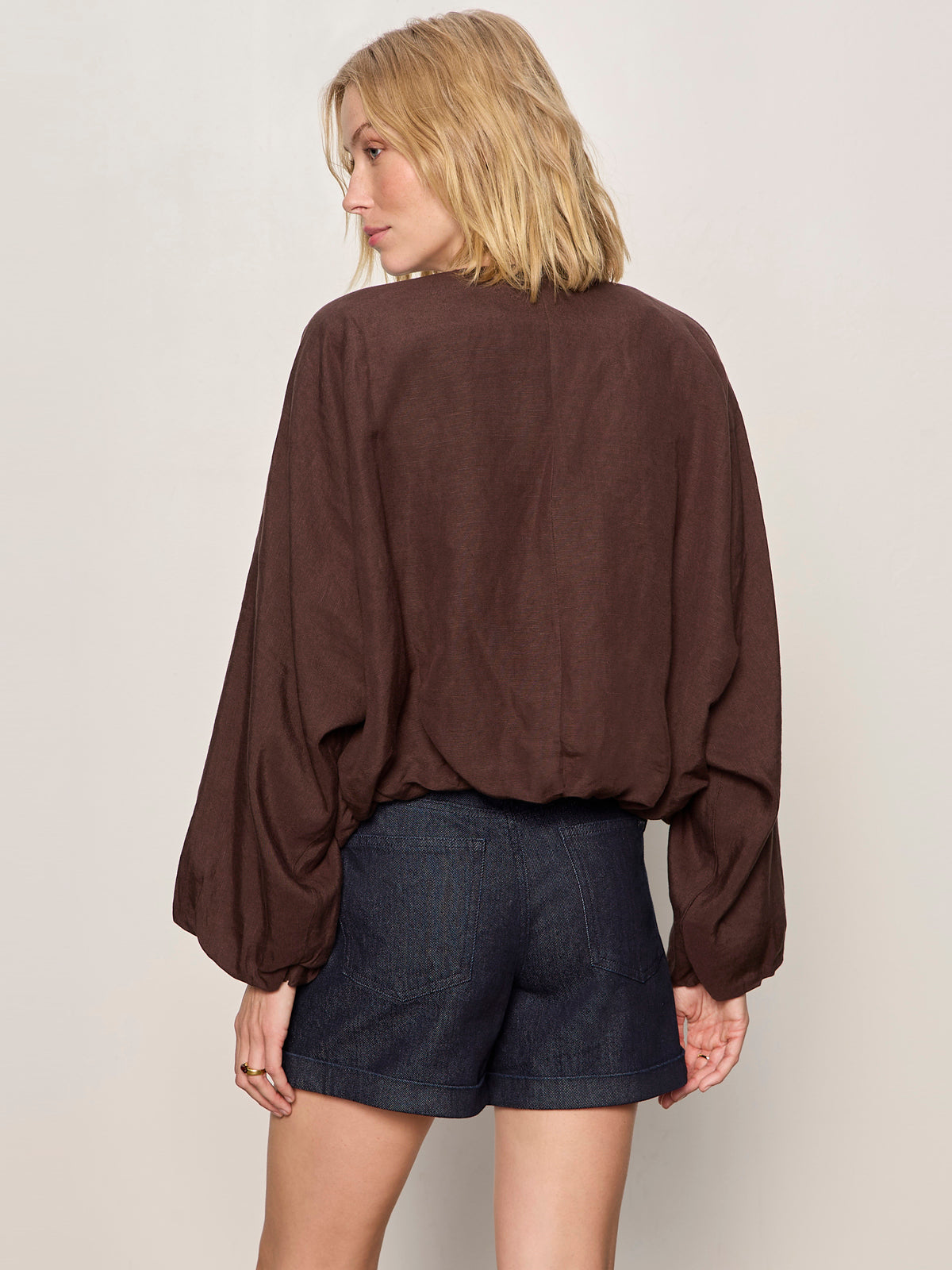 Sanctuary Clothing Essential - LINEN BUBBLE JACKET RICH SOIL