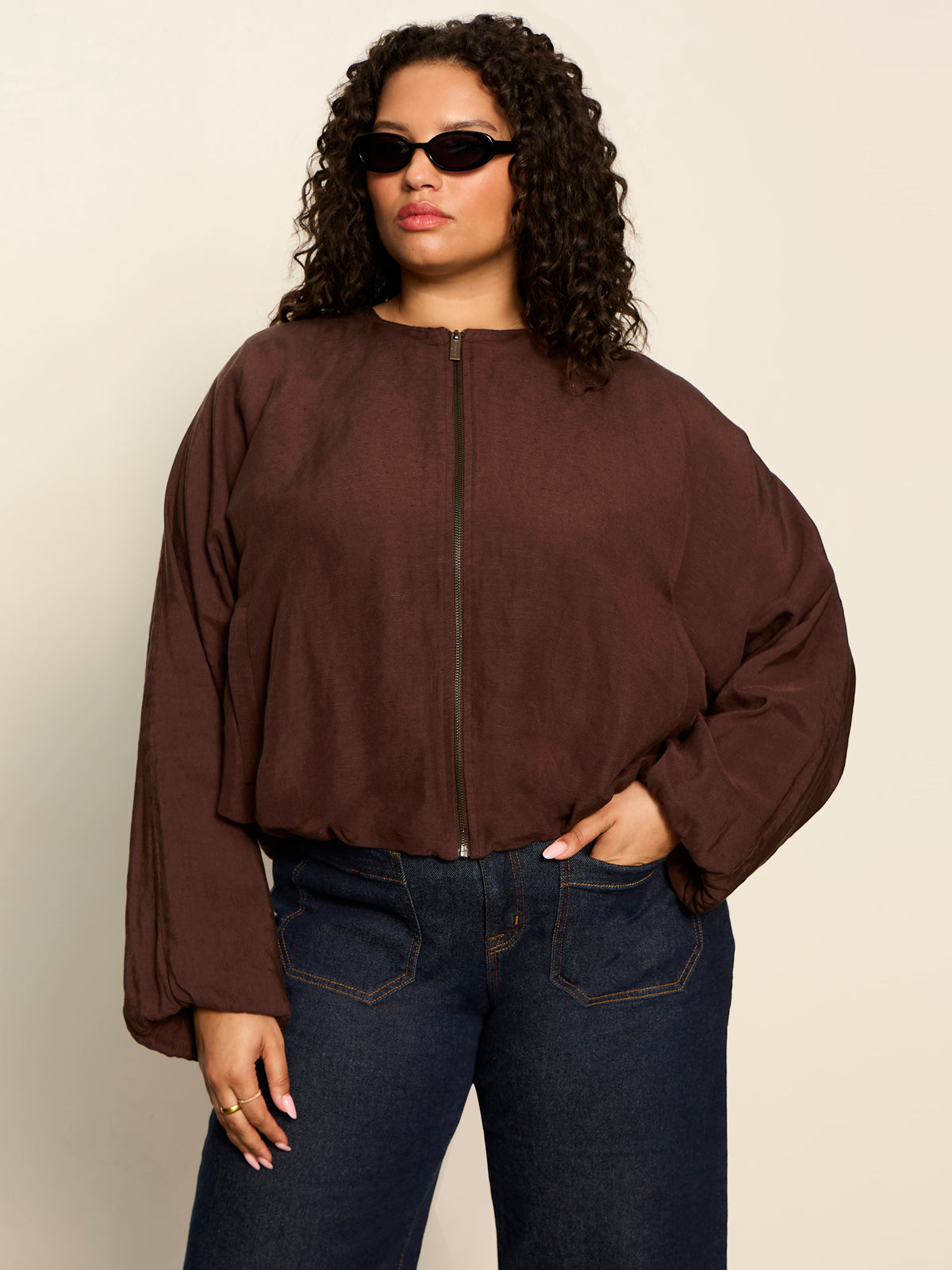 Sanctuary Clothing Exclusive - LINEN BUBBLE JACKET RICH SOIL