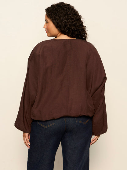Sanctuary Clothing Exclusive - LINEN BUBBLE JACKET RICH SOIL
