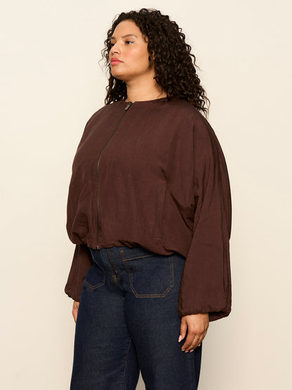 Sanctuary Clothing Exclusive - LINEN BUBBLE JACKET RICH SOIL