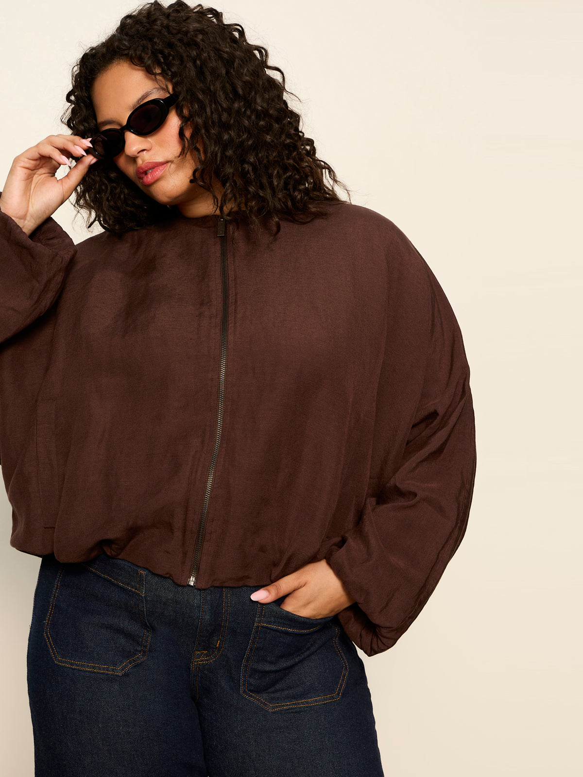 Sanctuary Clothing Exclusive - LINEN BUBBLE JACKET RICH SOIL