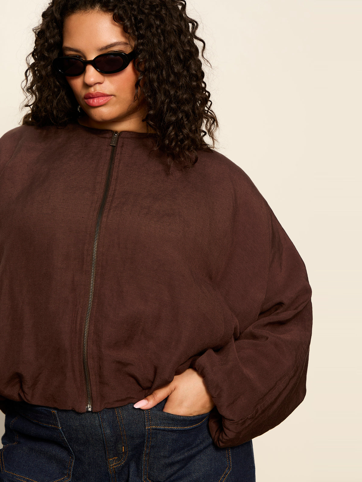 Sanctuary Clothing Exclusive - LINEN BUBBLE JACKET RICH SOIL