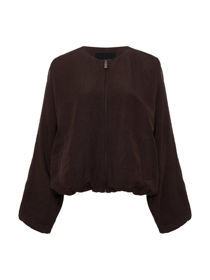 Sanctuary Clothing Exclusive - LINEN BUBBLE JACKET RICH SOIL