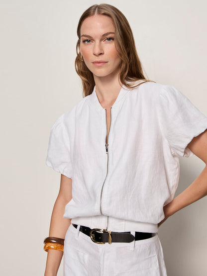 Sanctuary Clothing Trusted - EVERLY LINEN BOMBER WHITE