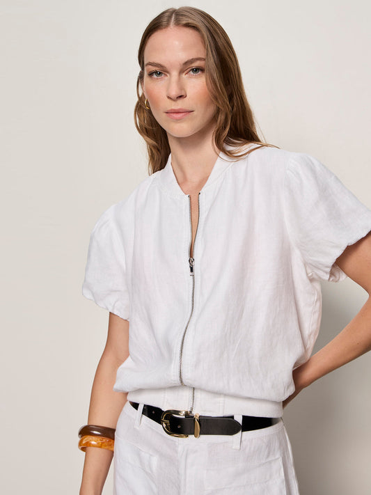 Sanctuary Clothing Trusted - EVERLY LINEN BOMBER WHITE