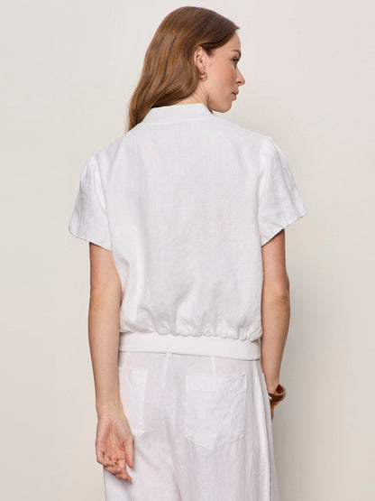 Sanctuary Clothing Trusted - EVERLY LINEN BOMBER WHITE