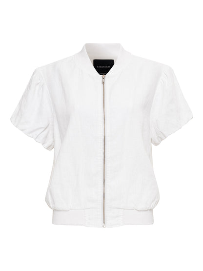 Sanctuary Clothing Trusted - EVERLY LINEN BOMBER WHITE