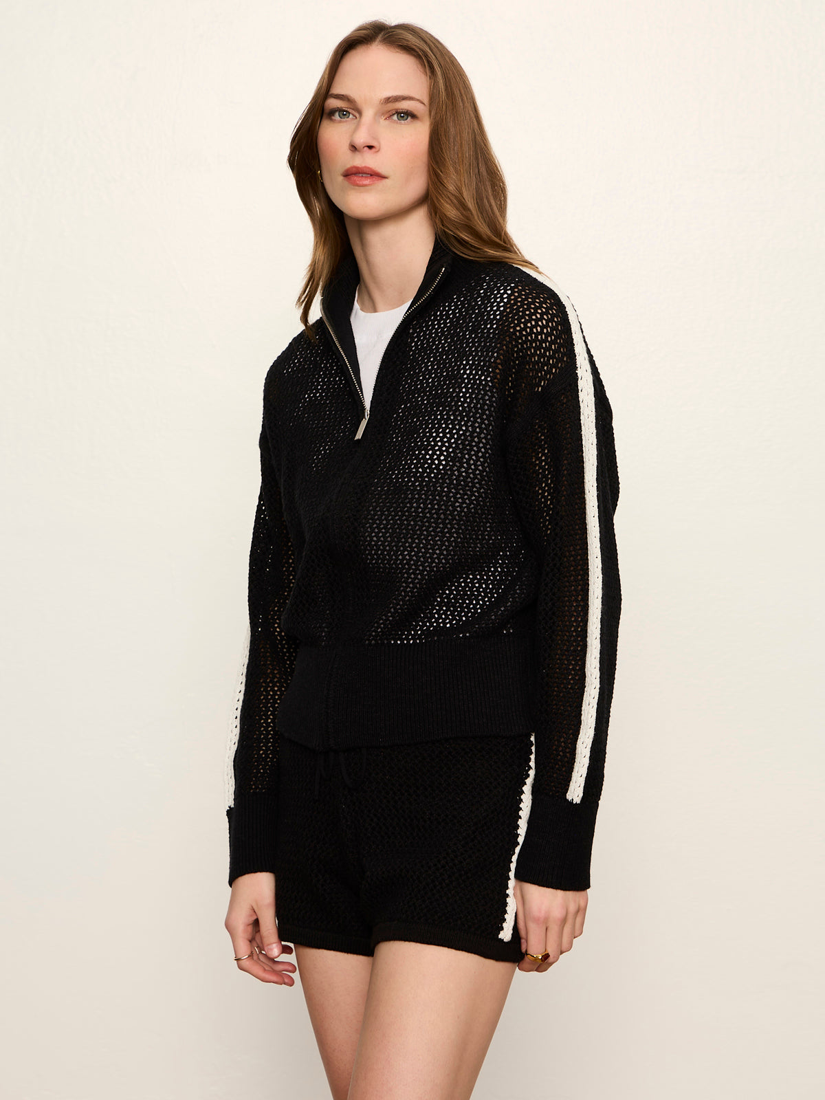 Sanctuary Clothing Smart Buy - OPEN STITCH TRACK JACKET BLACK W/ CHALK