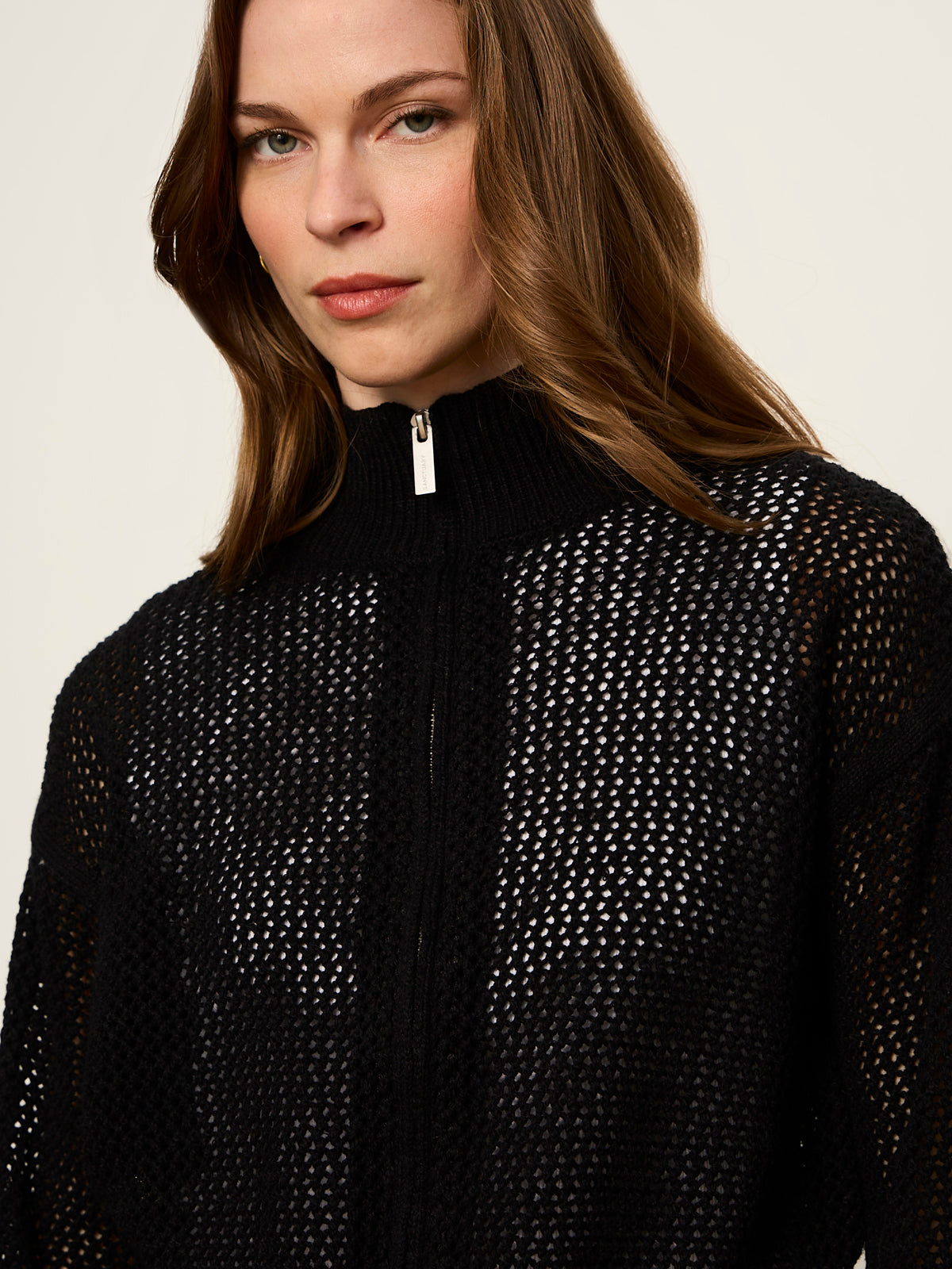 Sanctuary Clothing Smart Buy - OPEN STITCH TRACK JACKET BLACK W/ CHALK