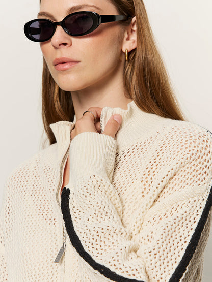Sanctuary Clothing Essential - Open Stitch Track Jacket Collagen/Black