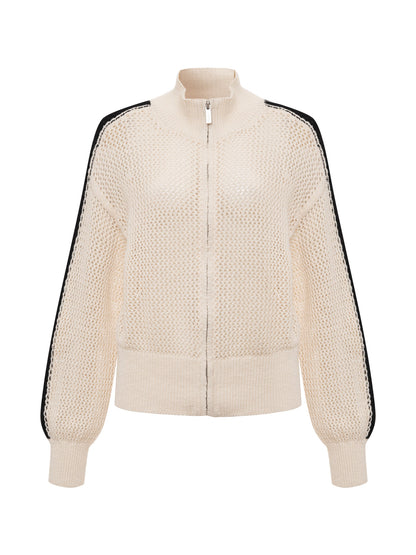 Sanctuary Clothing Essential - Open Stitch Track Jacket Collagen/Black