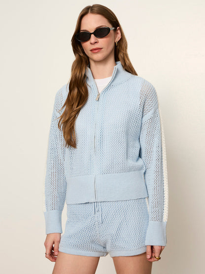 Sanctuary Clothing Deals - OPEN STITCH TRACK JACKET BLUE AURA W/ CHALK