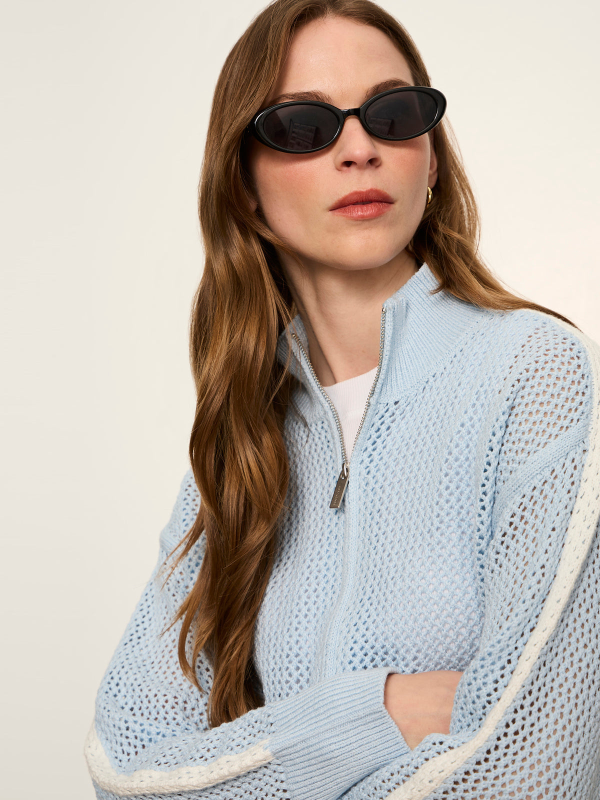 Sanctuary Clothing Deals - OPEN STITCH TRACK JACKET BLUE AURA W/ CHALK
