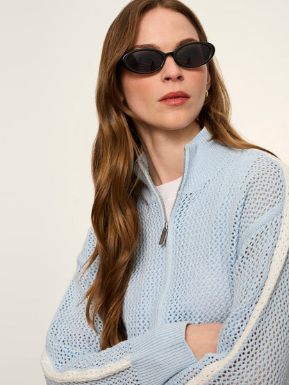 Sanctuary Clothing Deals - OPEN STITCH TRACK JACKET BLUE AURA W/ CHALK