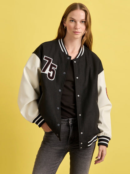 Sanctuary Clothing Hot Sale - 75 VARSITY JACKET BLACK/WHITE