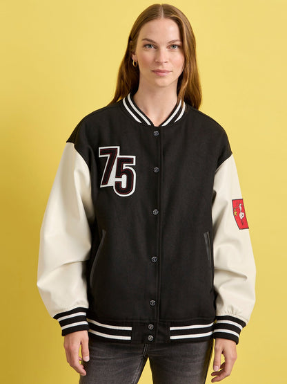 Sanctuary Clothing Hot Sale - 75 VARSITY JACKET BLACK/WHITE