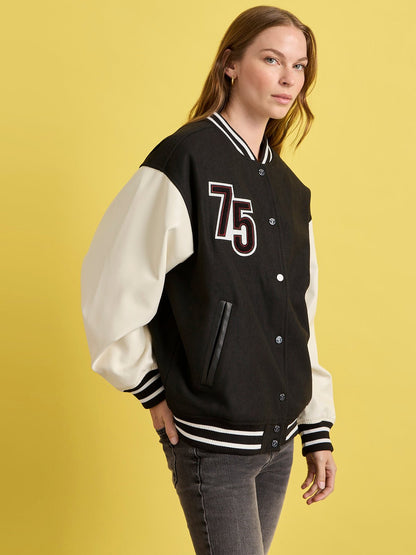 Sanctuary Clothing Hot Sale - 75 VARSITY JACKET BLACK/WHITE