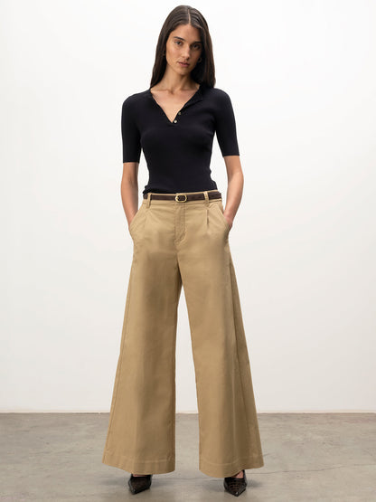 Sanctuary Clothing Best Seller - REESE WIDE LEG TROUSER KHAKI