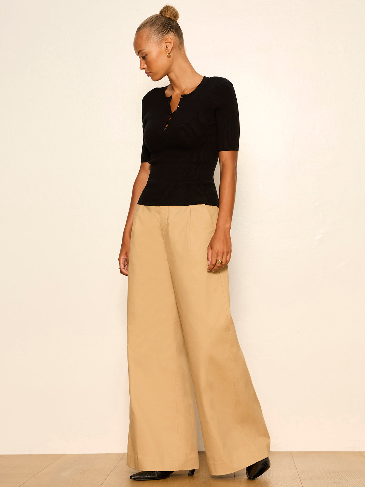 Sanctuary Clothing Best Seller - REESE WIDE LEG TROUSER KHAKI