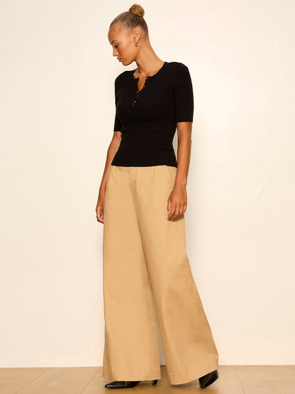 Sanctuary Clothing Best Seller - REESE WIDE LEG TROUSER KHAKI