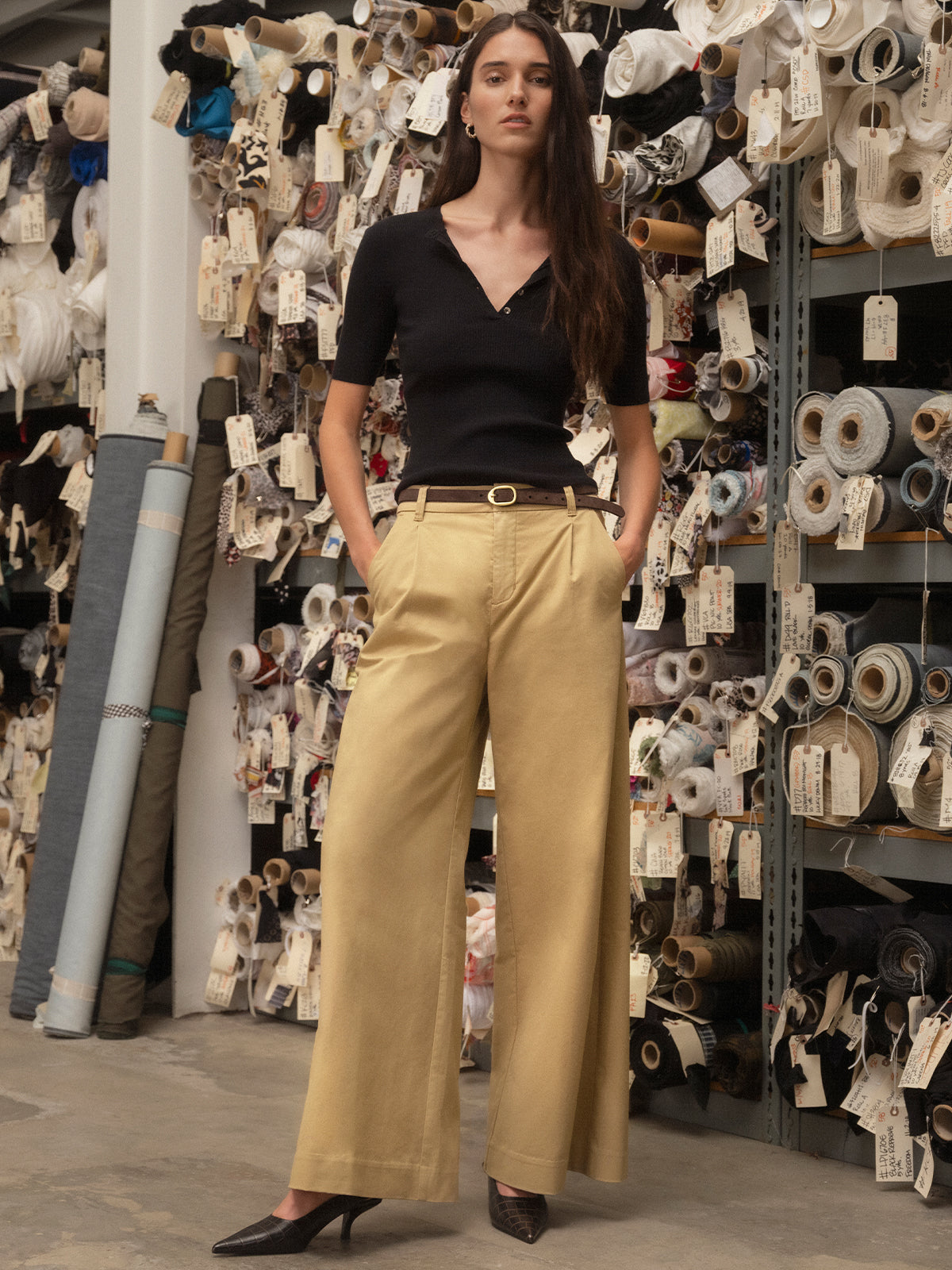 Sanctuary Clothing Best Seller - REESE WIDE LEG TROUSER KHAKI