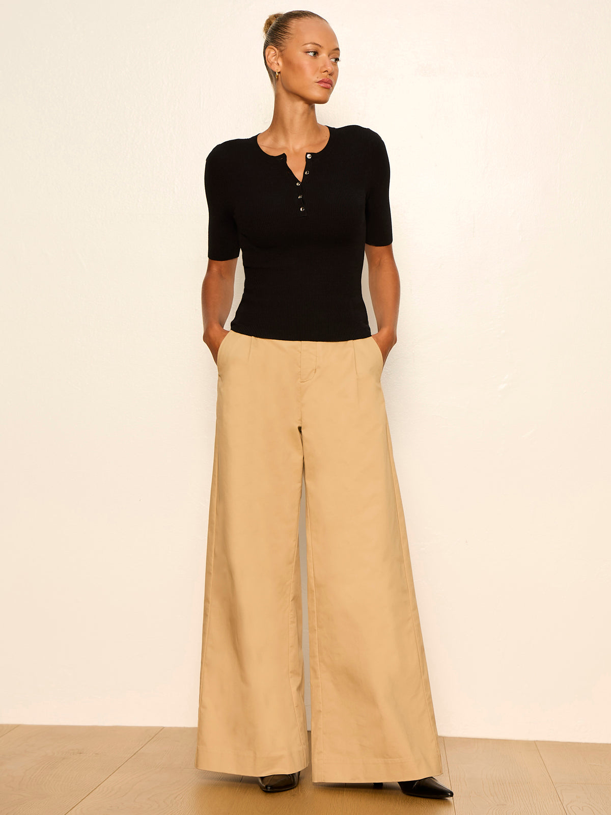 Sanctuary Clothing Best Seller - REESE WIDE LEG TROUSER KHAKI