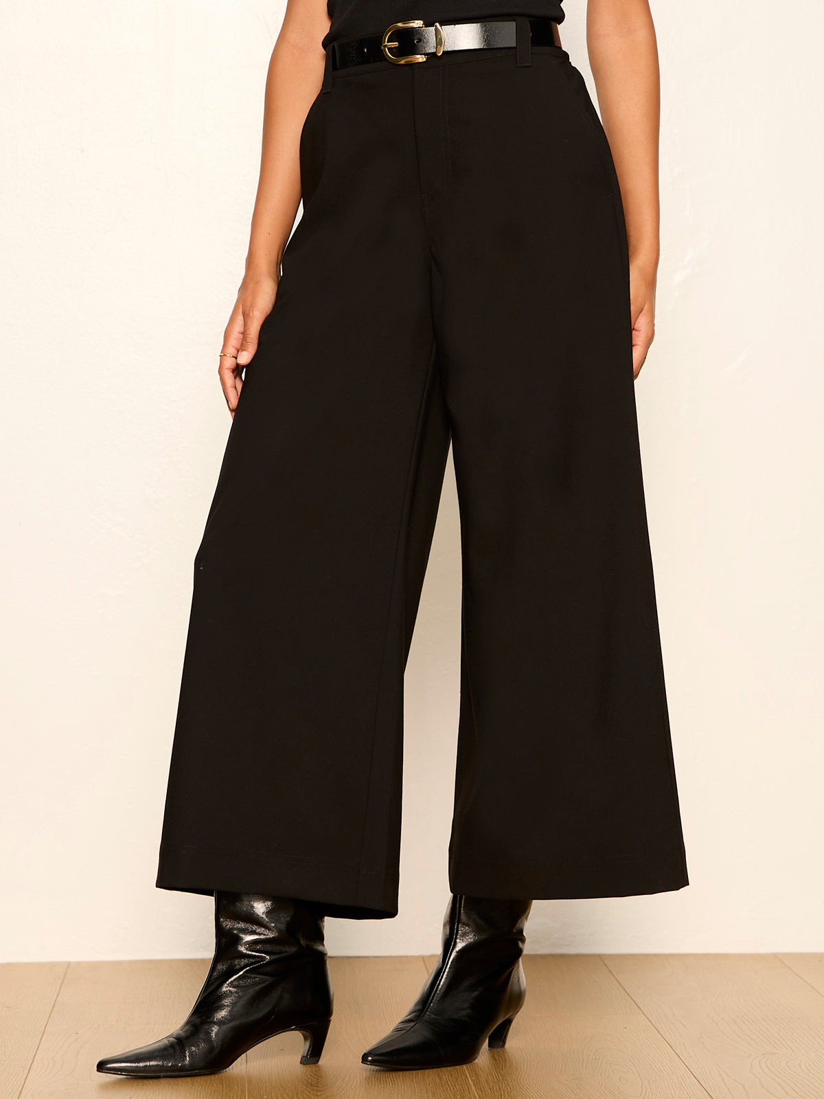 Sanctuary Clothing Top Pick - ELOISE ULTRA WIDE LEG CROP BLACK