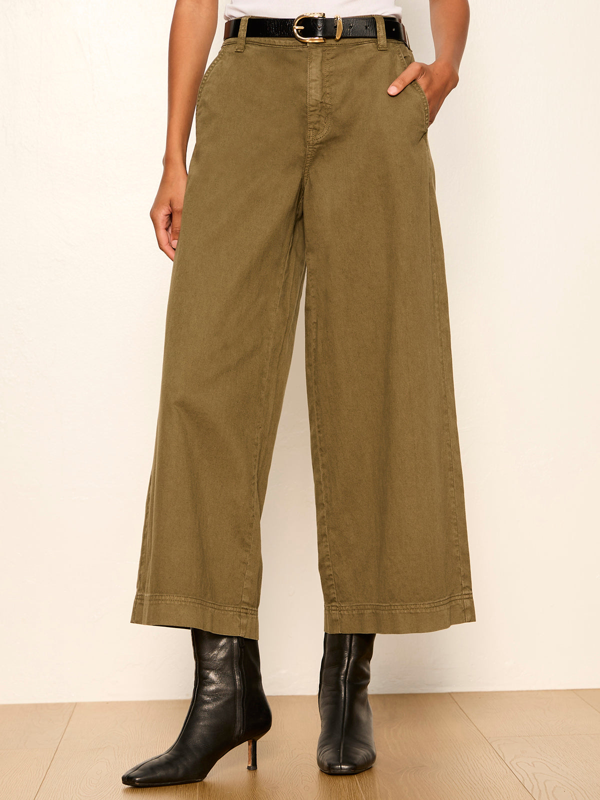 Sanctuary Clothing Everyday - ELOISE ULTRA WIDE LEG CROP BURNT OLIVE