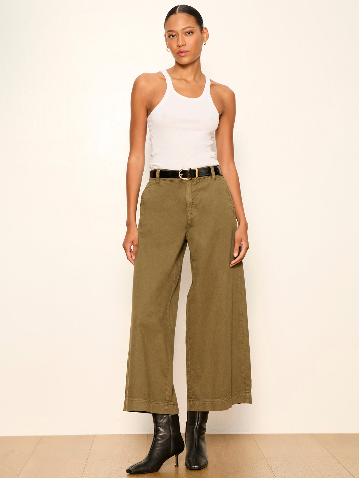 Sanctuary Clothing Everyday - ELOISE ULTRA WIDE LEG CROP BURNT OLIVE